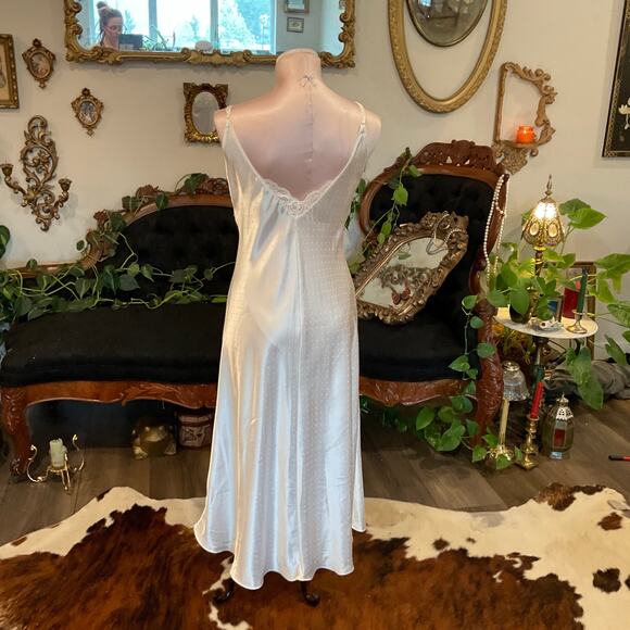 Vintage Linea Donatella lingerie Polka Dot Bridal Slip Dress V-Neck Size S - Picture 3 of 4